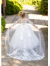 Ivory Lace Tulle Flower Girl Dress With Removable Train